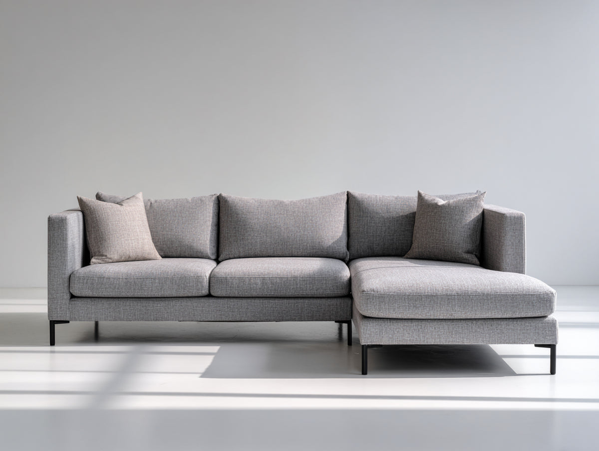 Ecksofa Stoffbezug 260x160x85 cm - Hellgrau - modernes Design für das Wohnzimmer