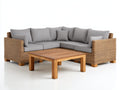 Gartensofa Polyrattan 260x260x75 cm - Hellgrau-Naturholz - modernes Design für den Garten