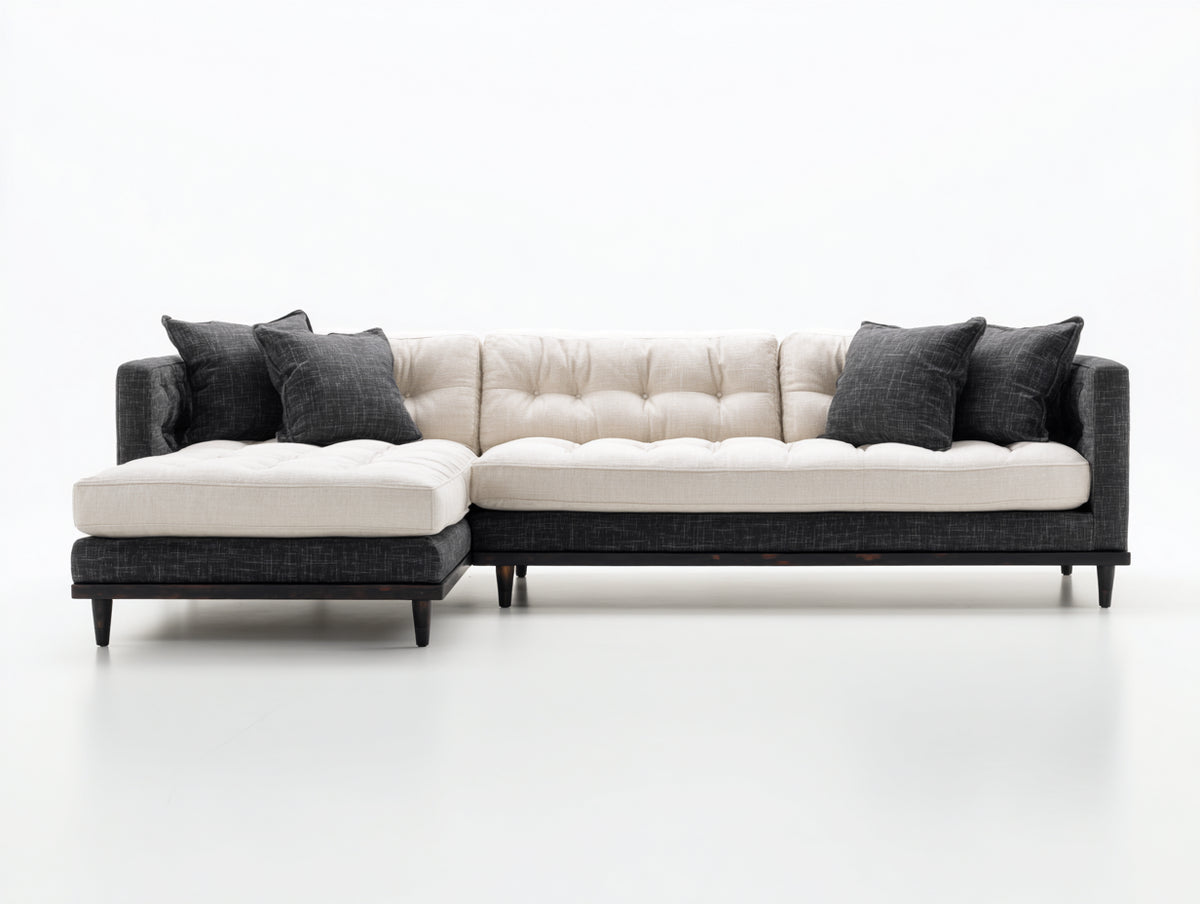 Ecksofa Stoffsofa 310x170x85 cm - Beige Schwarz - Modernes Design