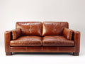 Zweisitzer Sofa aus Echtleder 220 x 95 x 82 cm - Braun - Klassisches Design für das Wohnzimmer
