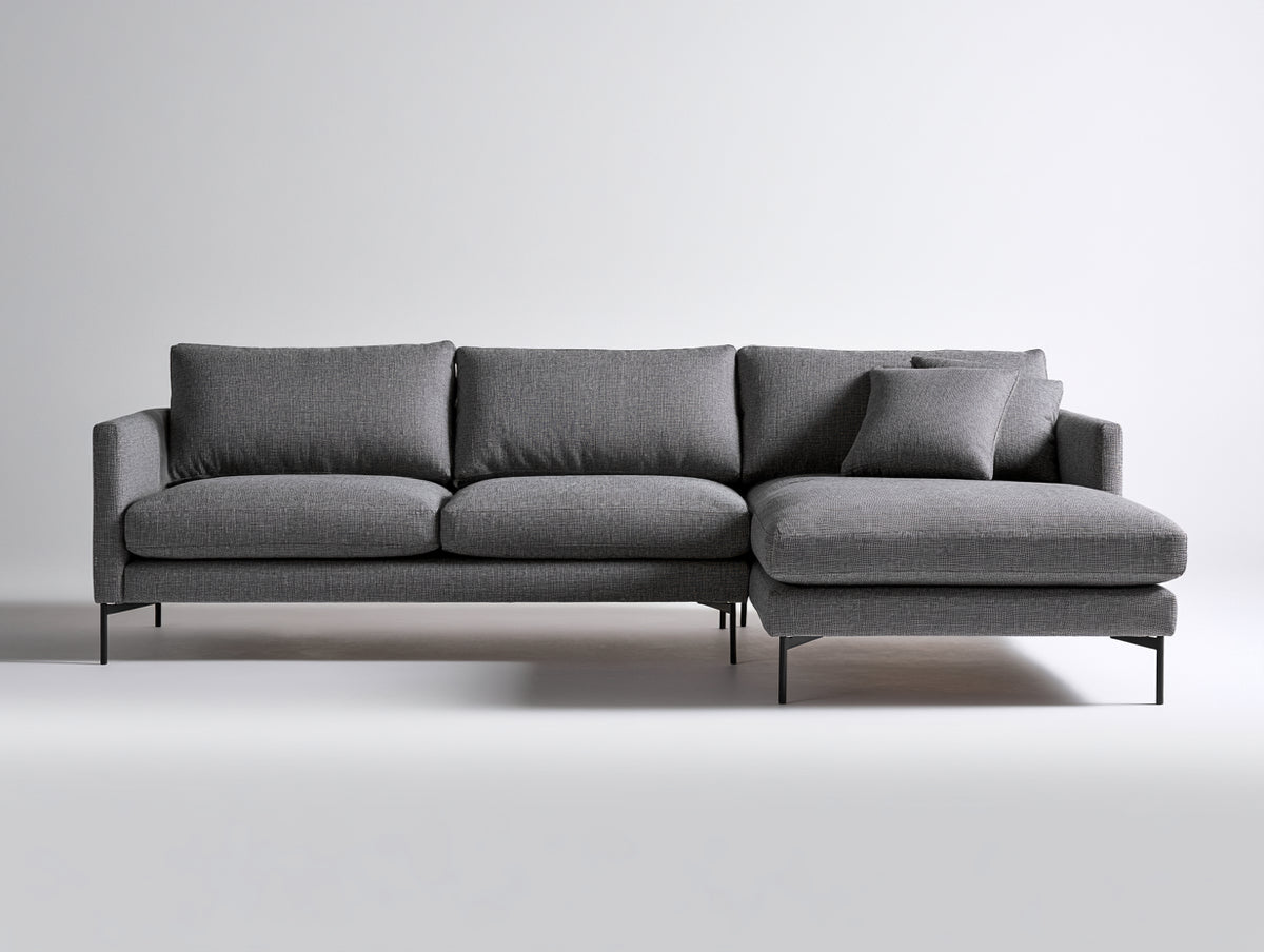 Ecksofa Stoffsofa 290x90x85 cm - Dunkelgrau - Modernes Design