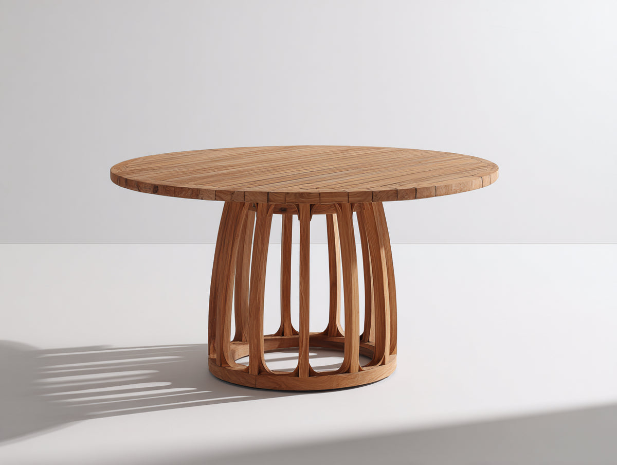 Gartentisch aus Holz 140 x 140 x 75 cm - Naturholzfarben - Modernes Design für Terrasse und Garten
