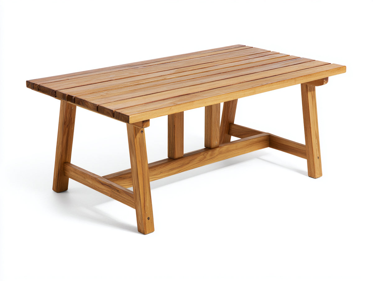 Gartentisch aus Holz 220 x 100 x 75 cm - Naturholz - Modernes Design für Terrasse und Garten