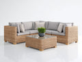 Gartensofa Polyrattan 300x300x75 cm - Hellgrau-Naturholz - modernes Design für den Garten