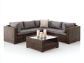 Gartensofa aus Polyrattan 280 x 280 x 75 cm - Dunkelbraun und Grau - Modernes Design mit quadratischem Couchtisch für Terrasse und Garten