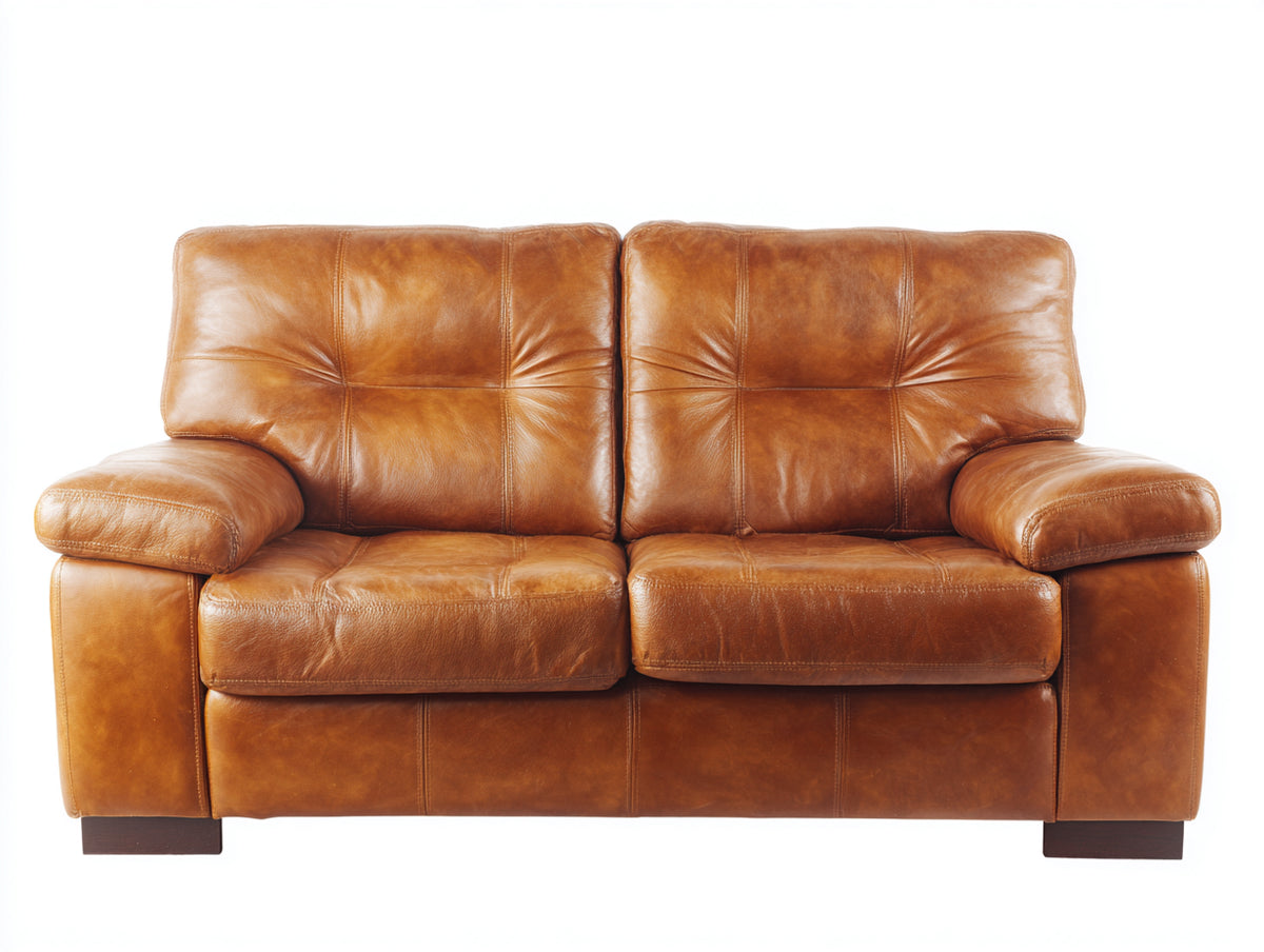 Zweisitzer Sofa Lederoptik 200x95x85 cm - Cognac Braun - modernes Design für das Wohnzimmer
