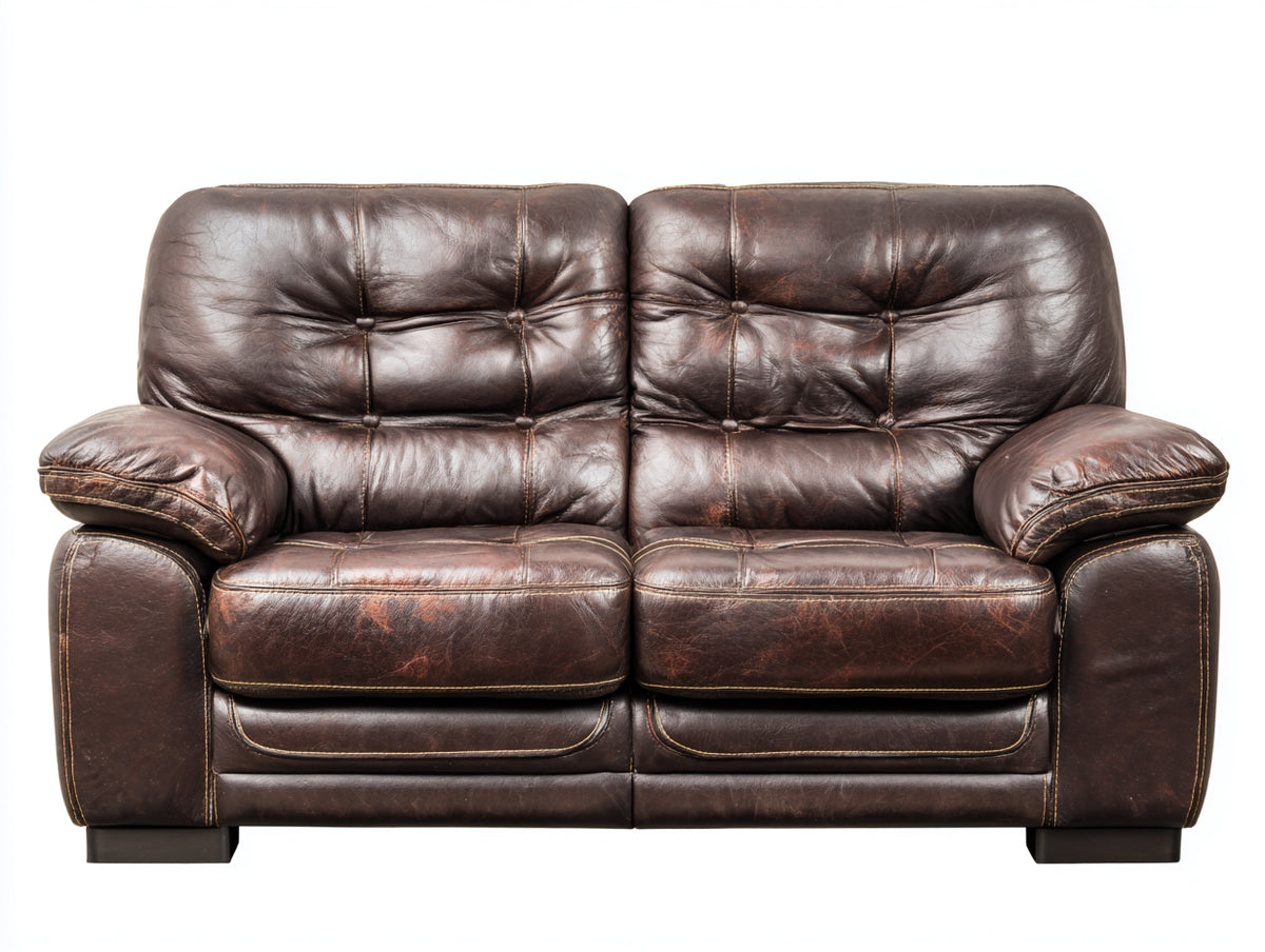 Zweisitzer Sofa Ledersofa 220x90x85 cm - Dunkelbraun - Klassisches Design
