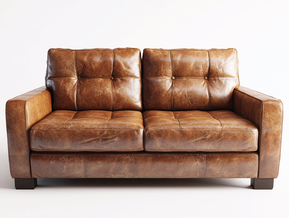 Zweisitzer Sofa Ledersofa 220x90x85 cm - Braun - Modernes Design