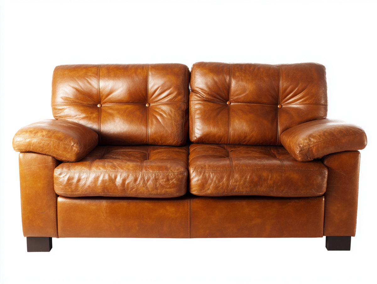 Zweisitzer Sofa aus Leder 220 x 95 x 85 cm - Cognac Braun - Klassisches Design für das Wohnzimmer