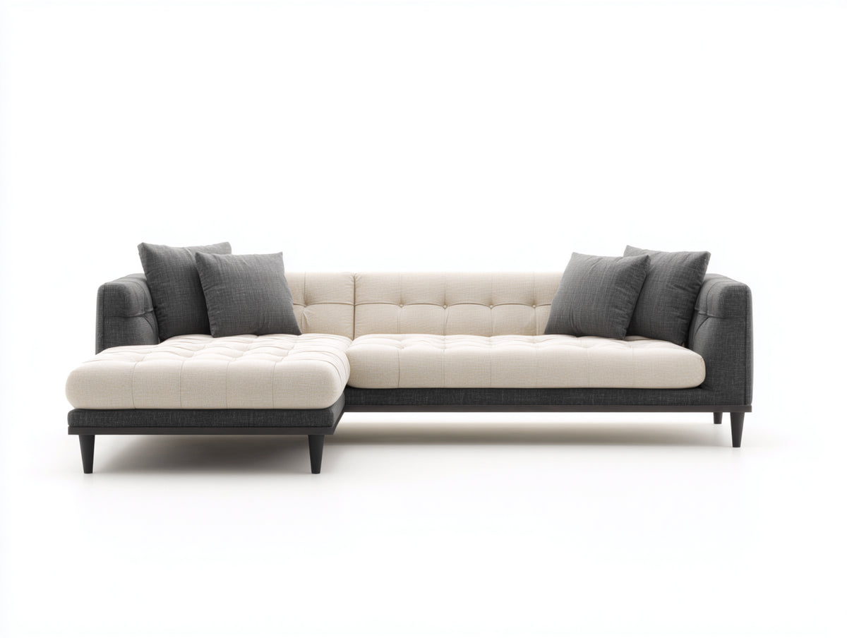 Ecksofa aus Stoff 300 x 180 x 85 cm - Beige und Dunkelgrau - Modernes Design mit Chaiselongue für das Wohnzimmer