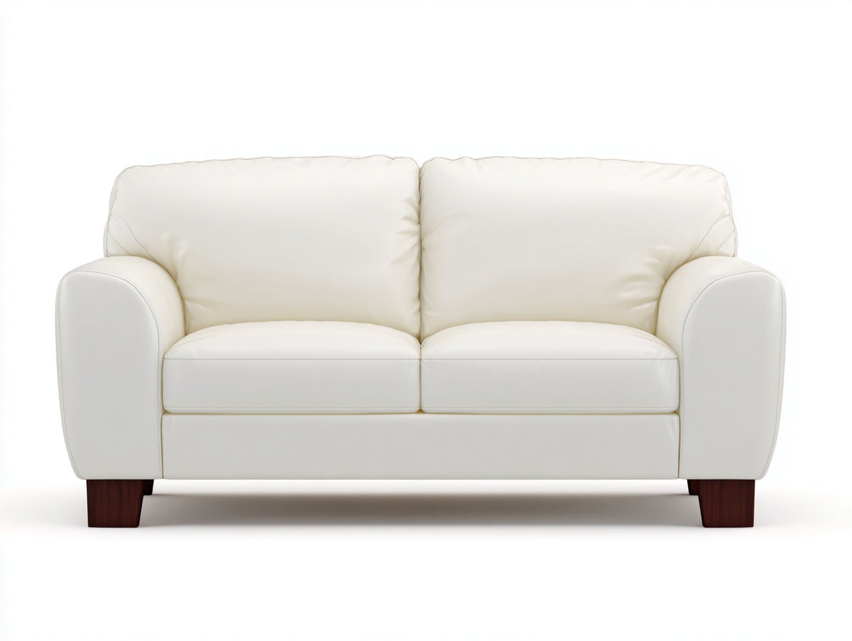 Zweisitzer Sofa aus Kunstleder 165 x 90 x 88 cm - Cremeweiß - Zeitloses Design mit weicher Polsterung und Holzfüßen
