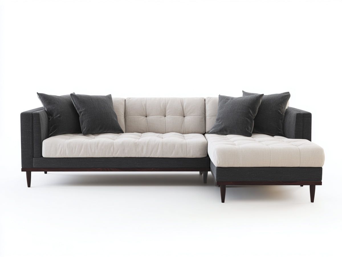Ecksofa Stoffbezug 300x180x85 cm - Beige-Dunkelgrau - modernes Design für das Wohnzimmer