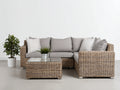 Gartensofa aus Polyrattan 260 x 260 x 75 cm - Naturholz und Grau - Modernes Ecksofa mit Couchtisch für Terrasse und Garten