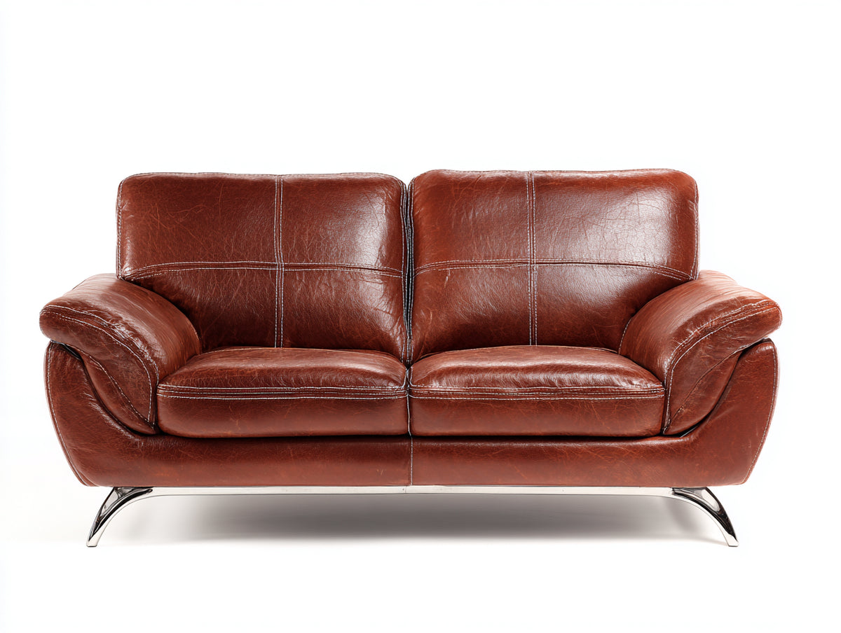 Zweisitzer Sofa Ledersofa 220x90x85 cm - Braun - Modernes Design