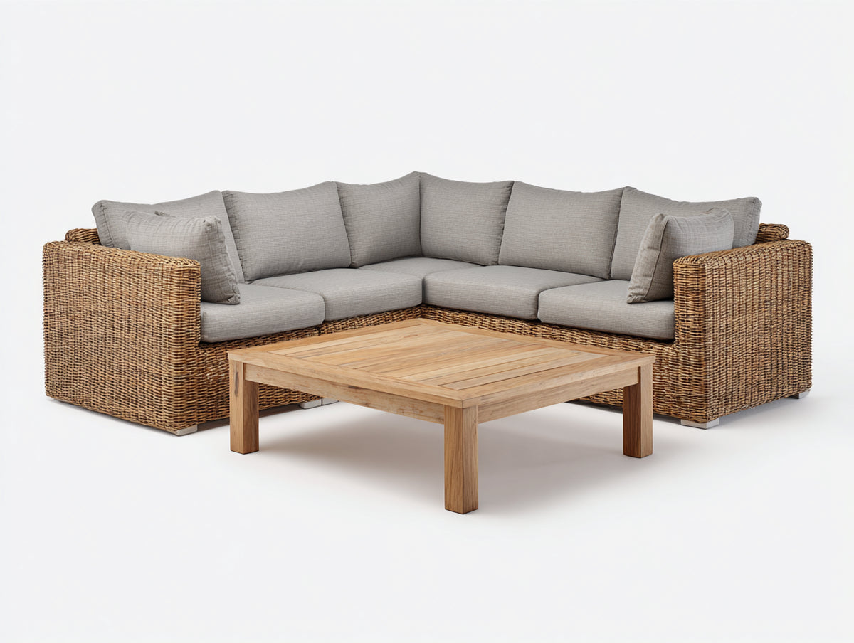 Gartensofa Rattan Lounge Sofa 260x260x75 cm - Grau Natur - Modernes Design