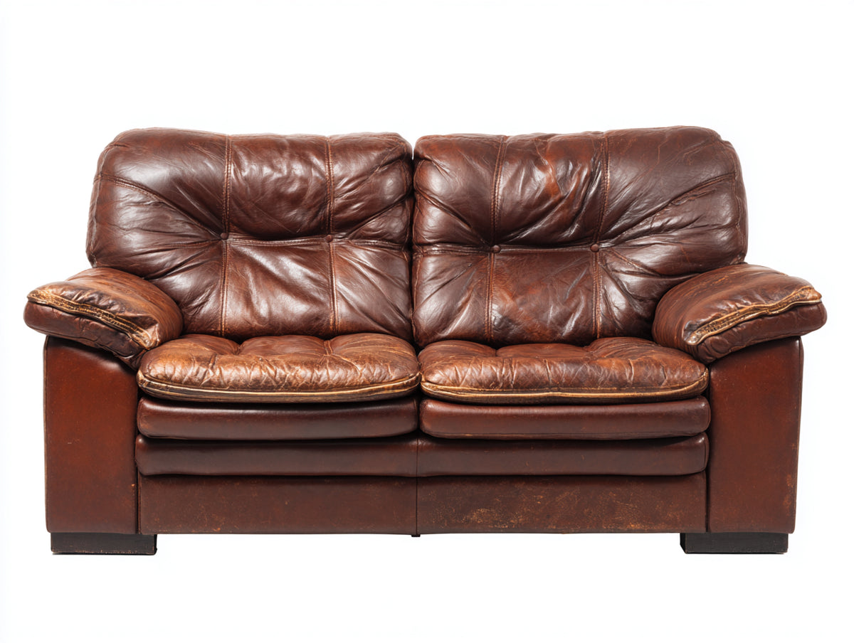 Zweisitzer Sofa Lederoptik 210x95x85 cm - Dunkelbraun - klassisches Design für das Wohnzimmer