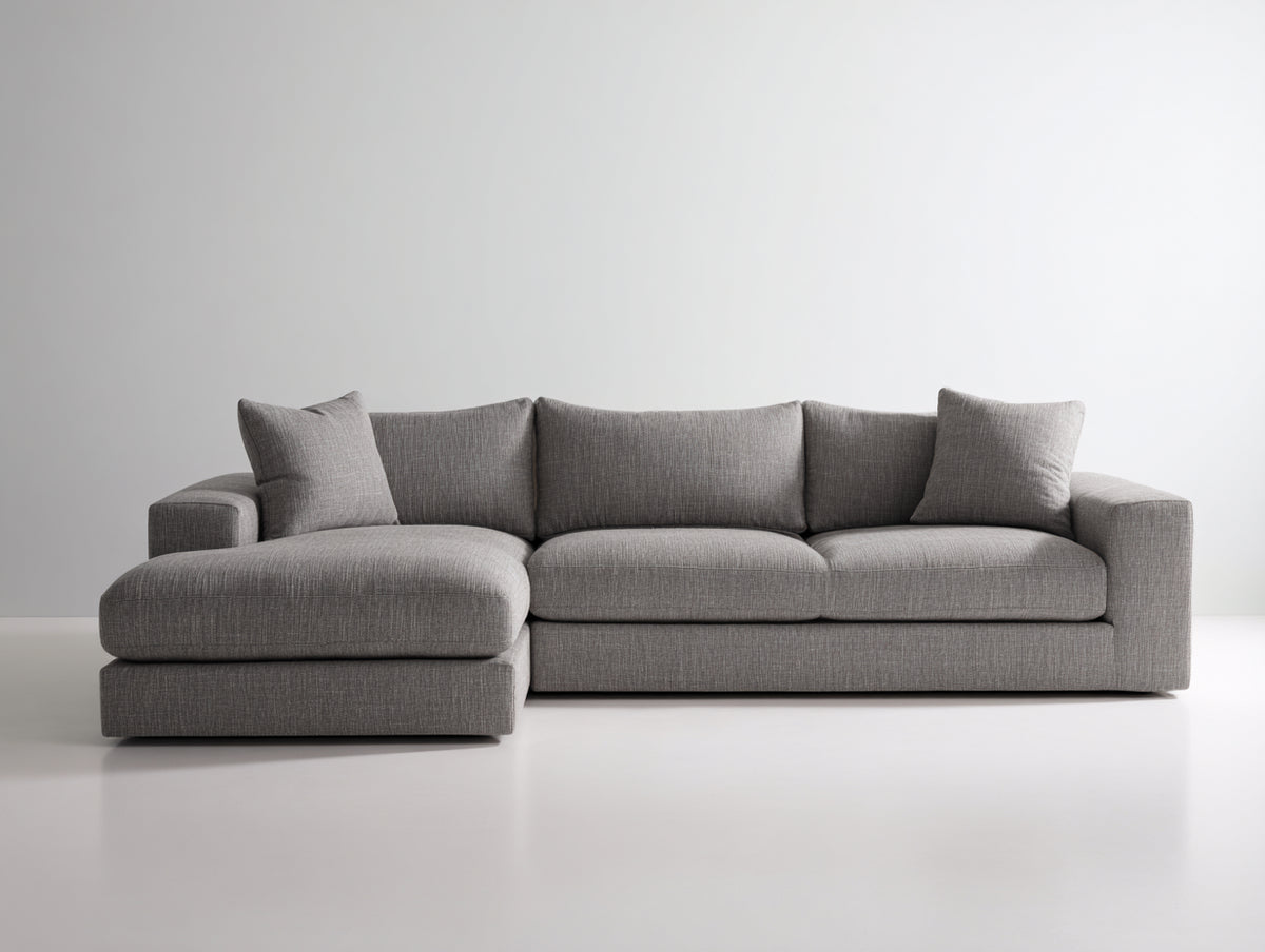 Ecksofa aus Strukturstoff 280 x 170 x 82 cm - Grau - Modernes Design für das Wohnzimmer