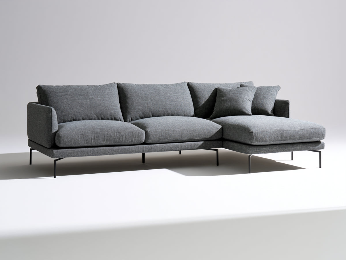 Ecksofa aus Webstoff 285 x 170 x 82 cm - Grau - Moderne Polsterung mit offener Liegefläche