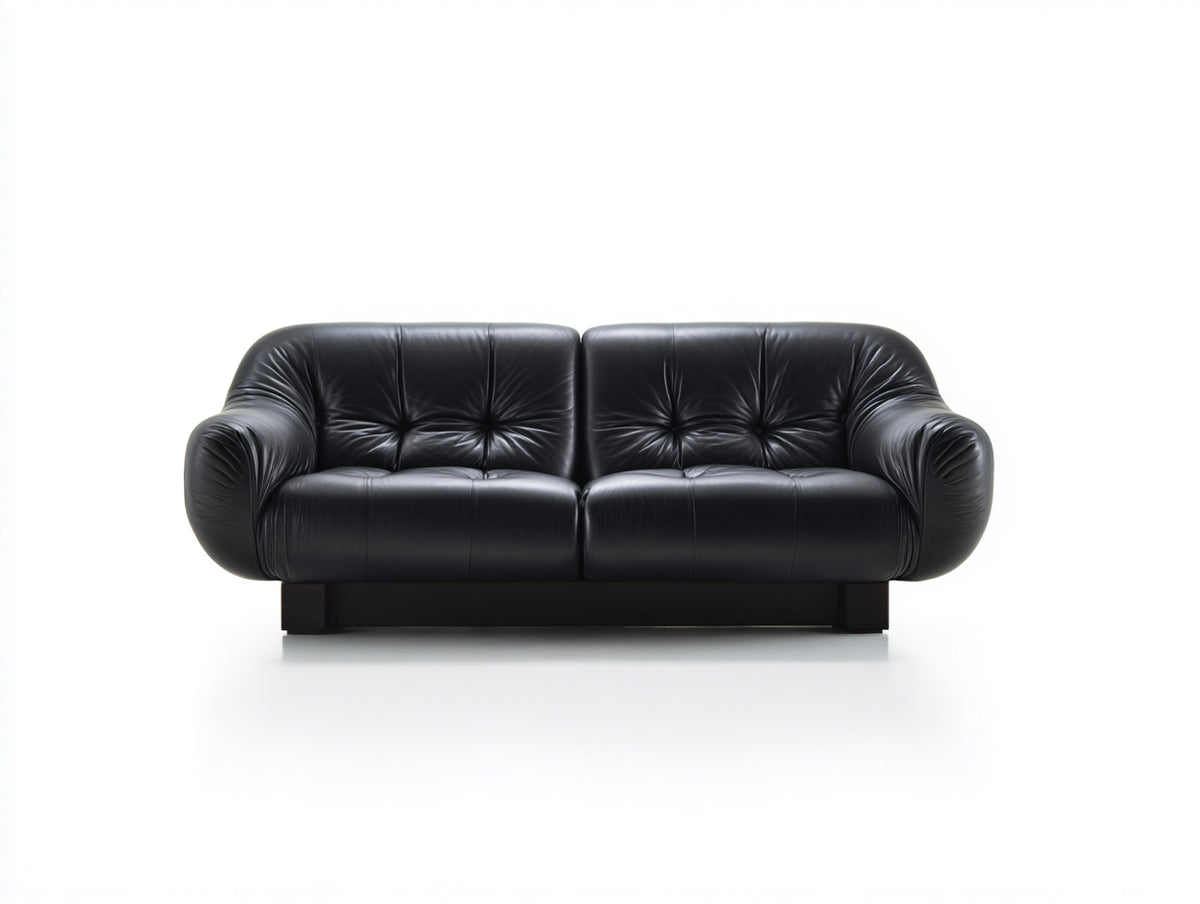 Zweisitzer Sofa aus Leder 220 x 95 x 85 cm - Schwarz - Modernes Design für das Wohnzimmer