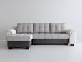 Ecksofa aus Webstoff und Kunstleder 275 x 165 x 90 cm - Hellgrau-Weiß-Dunkelgrau - Moderne Polsterung mit breiter Liegefläche