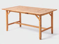 Gartentisch aus Holz 160 x 90 x 75 cm - Naturbraun - Rechteckiges Design mit Lattenplatte und verstärktem Gestell