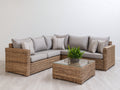 Gartensofa aus Polyrattan 300 x 300 x 78 cm - Beige-Holzfarben - Modernes Design für Terrasse und Garten