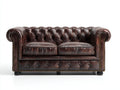 Zweisitzer Sofa aus Leder 220 x 95 x 85 cm - Dunkelbraun - Chesterfield Design für das Wohnzimmer