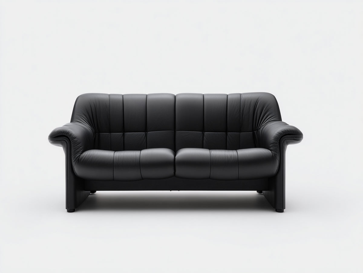 Zweisitzer Sofa aus Kunstleder 210 x 90 x 82 cm - Schwarz - Modernes Design für das Wohnzimmer