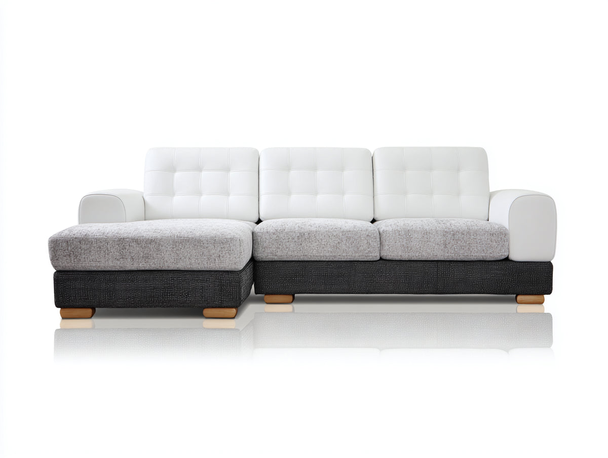 Ecksofa Stoffsofa 300x160x85 cm - Weiß Grau Schwarz - Modernes Design