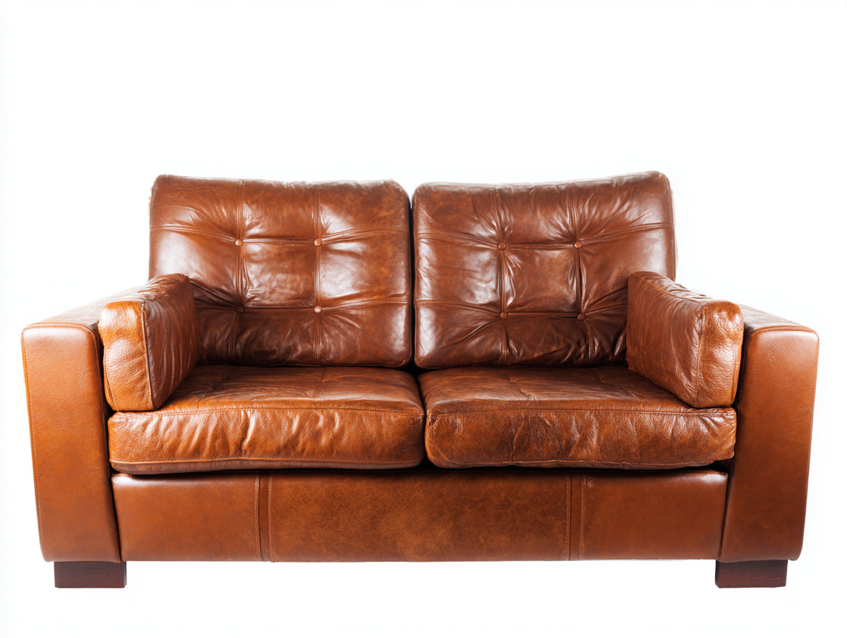 Zweisitzer Sofa Lederoptik 180x90x85 cm - Cognac Braun - modernes Design für das Wohnzimmer