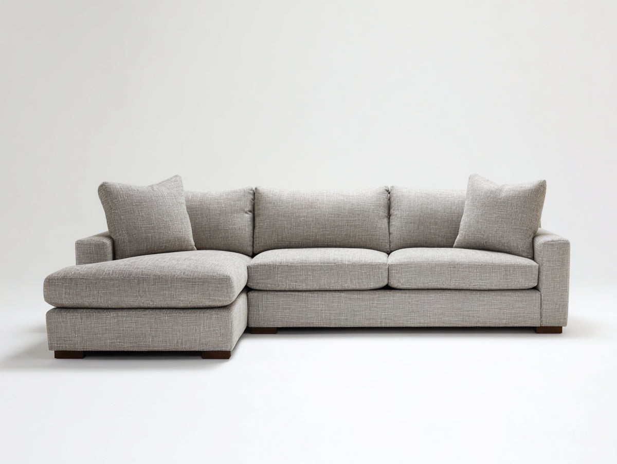 Ecksofa aus Webstoff 290 x 180 x 85 cm - Hellgrau - Modernes Design mit Chaiselongue für das Wohnzimmer