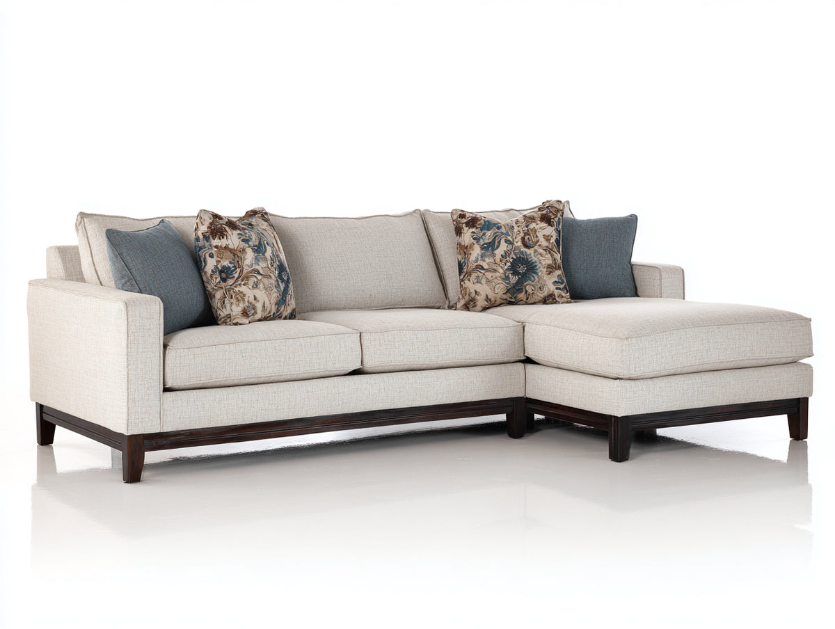 Ecksofa aus Stoff 320 x 200 x 85 cm - Beige und Blau - Modernes Wohnzimmer Sofa mit Chaiselongue