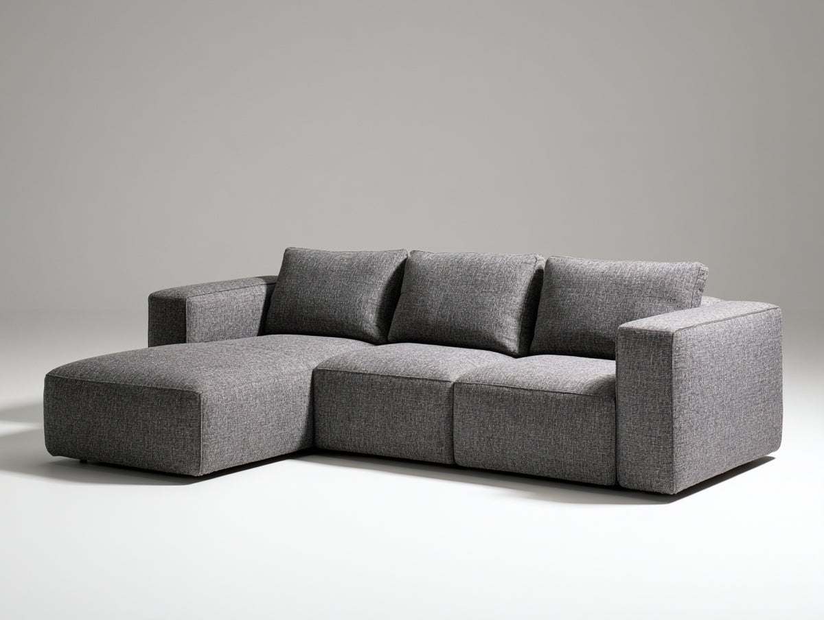 Ecksofa aus Strukturstoff 275 x 170 x 82 cm - Grau - Modernes Design für das Wohnzimmer