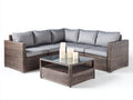 Gartensofa aus Polyrattan 260 x 260 x 78 cm - Grau Braun - Modernes Design für Terrasse und Garten